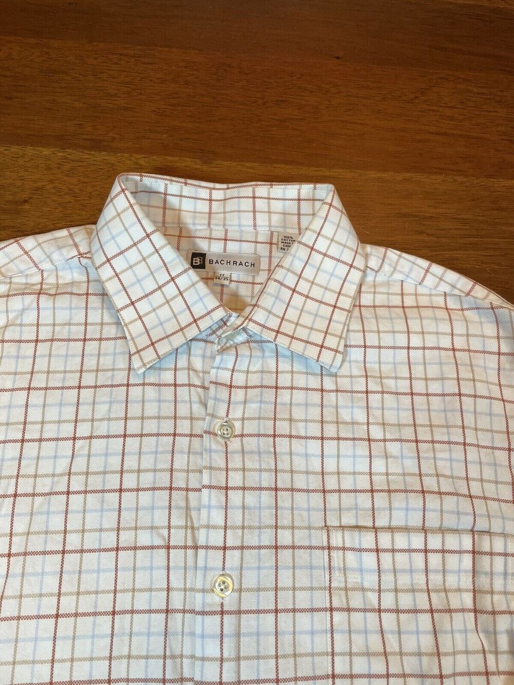 17 34/35 Bachrach Long Sleeve Button Down Tattersall Checkered Shirt